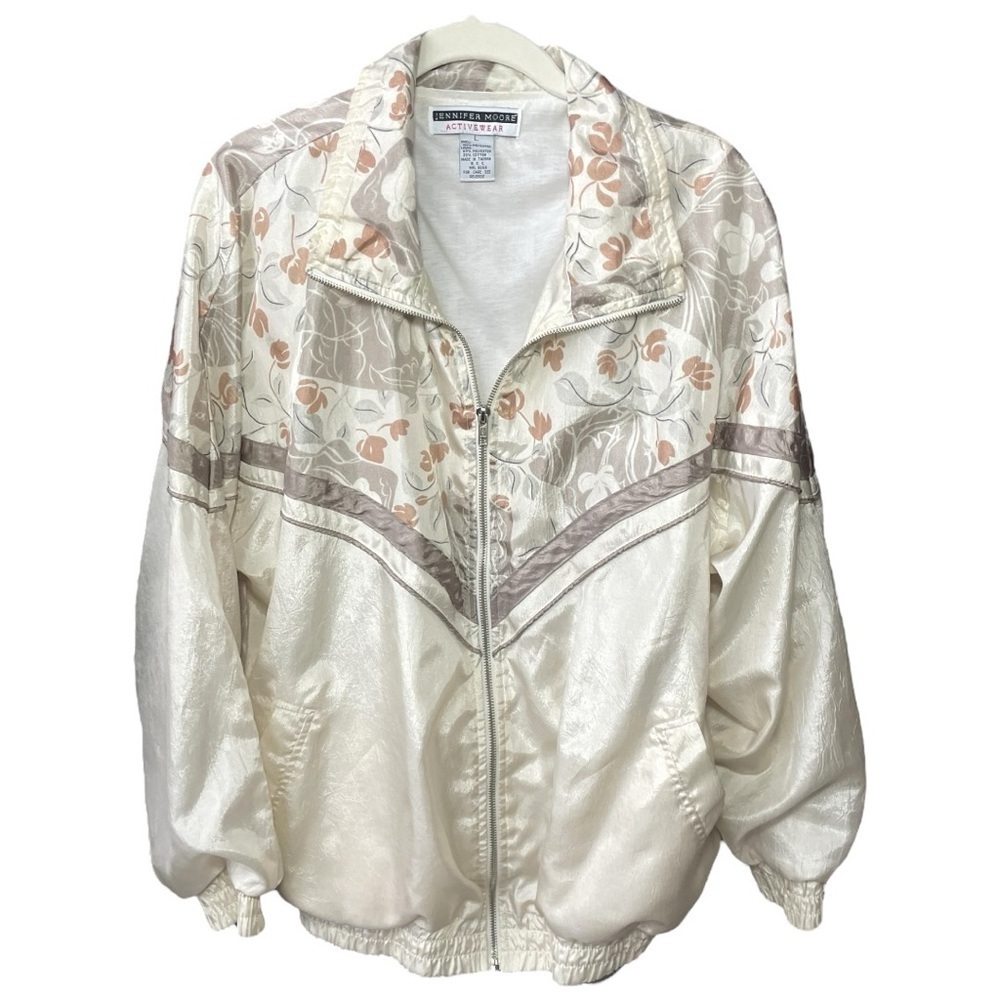 💟 2/$20 Vintage Jennifer Moore Cream & Brown Windbreaker Large